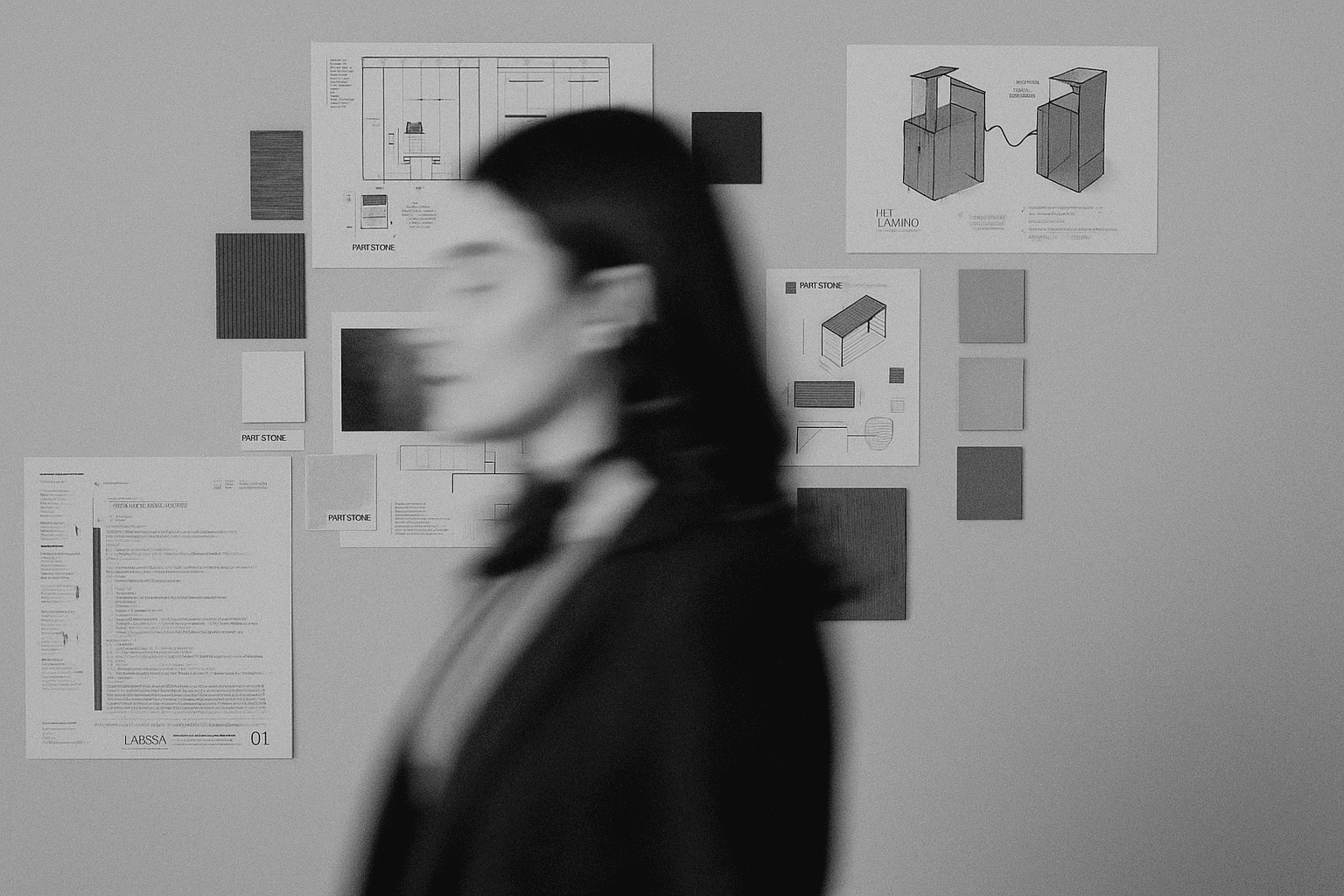 Black and white image of people working at a table with laptops, showing hands gesturing during discussion of digital content displayed on screens, with fabrica® logo in the corner.