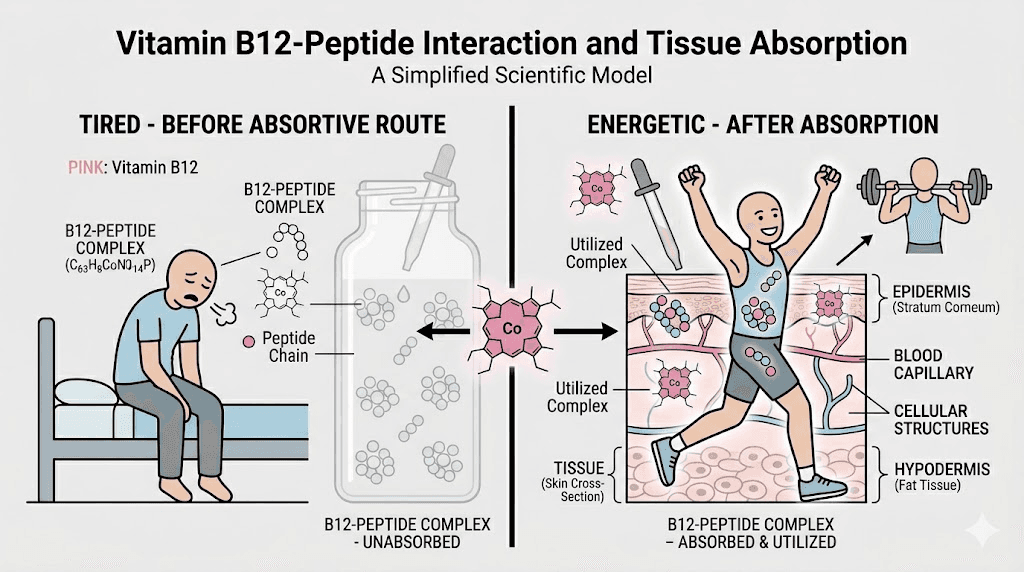 B12 energy benefits for tirzepatide users showing fatigue versus energy comparison