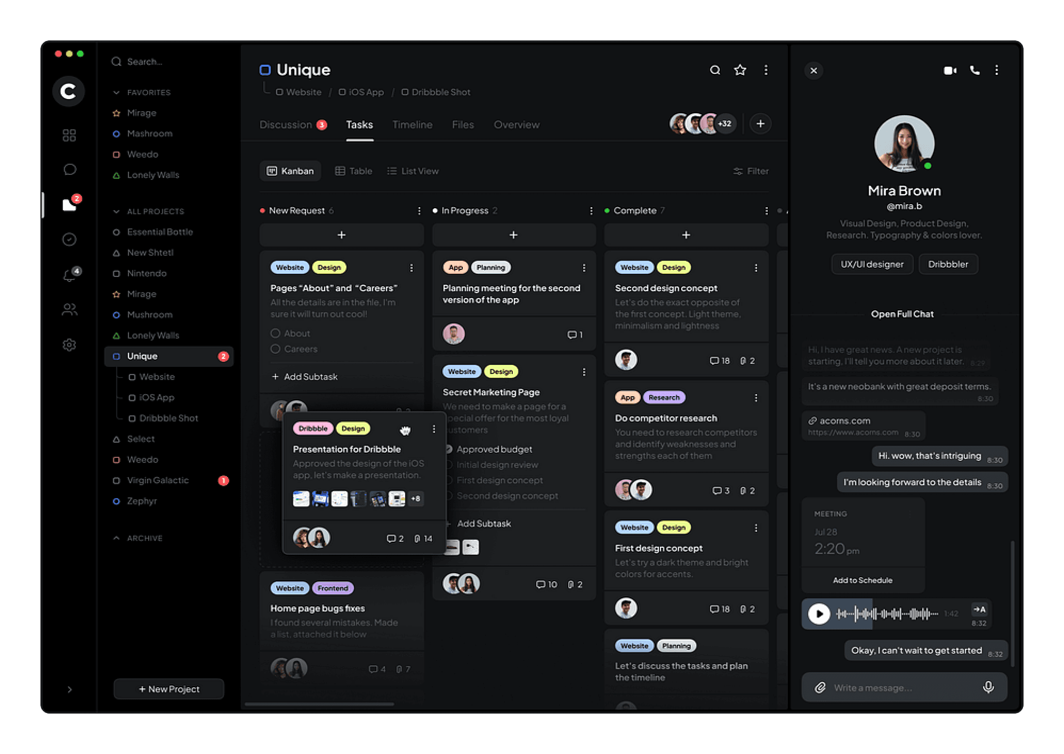 dashboard UI 