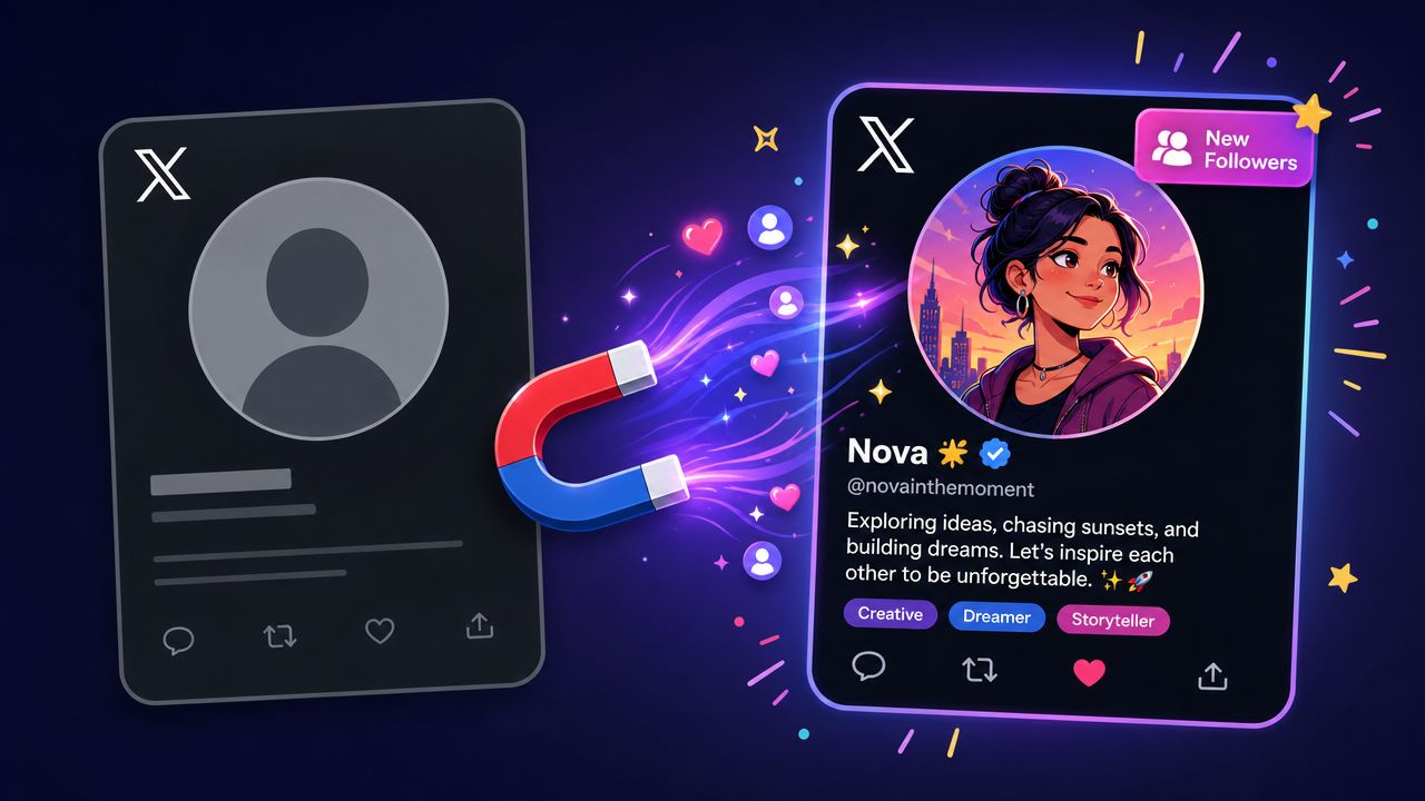 A conceptual illustration showing a magnetic force pulling new followers to a personalized social media profile.