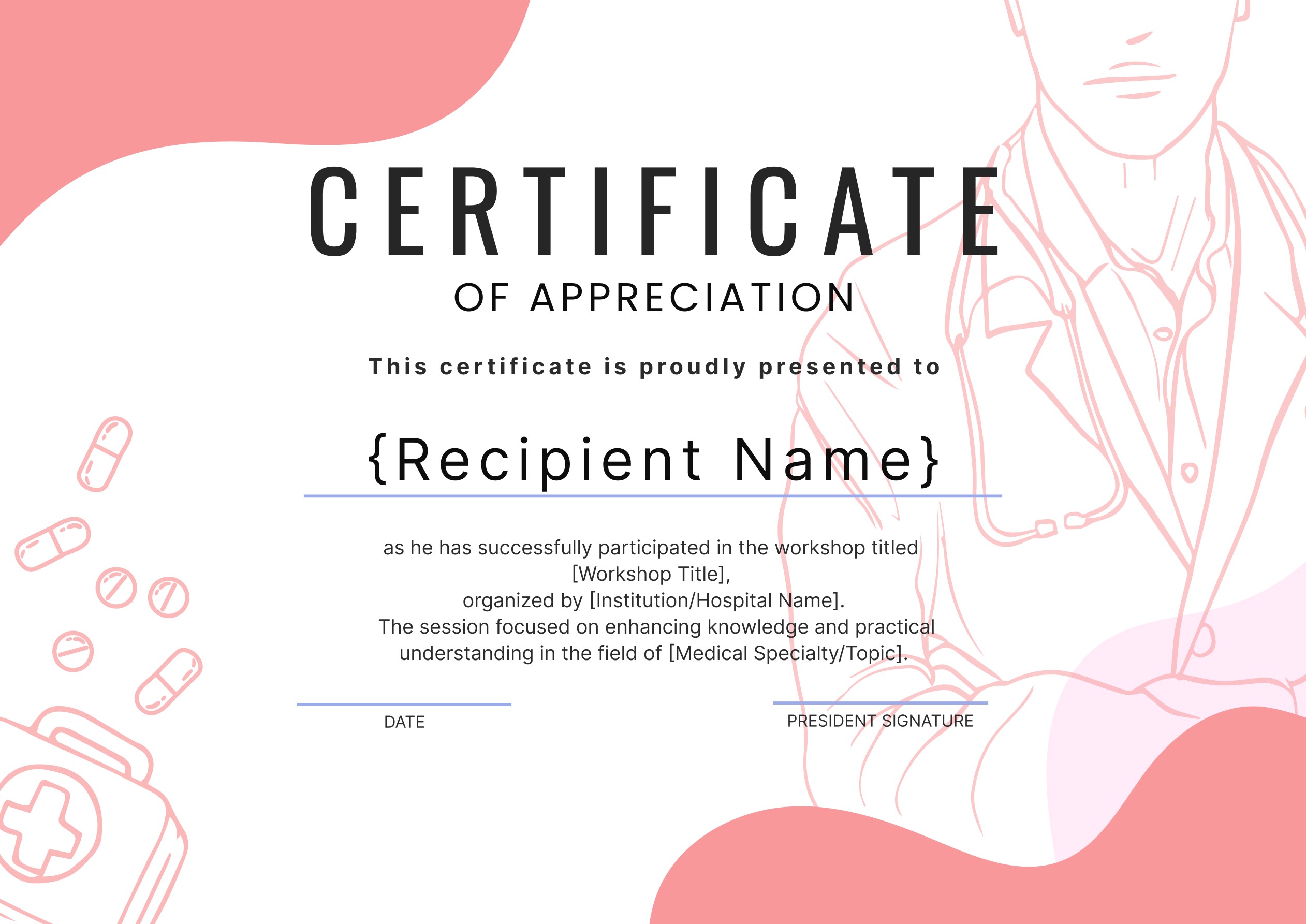 Wauld - Ready-to-print professional certificate for medical workshops