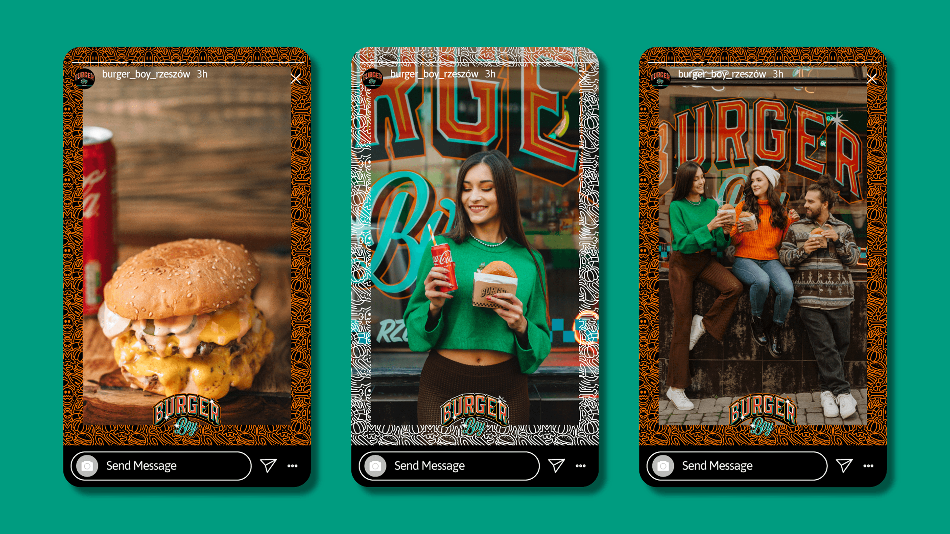burger boy helloween pattern on Social Media design