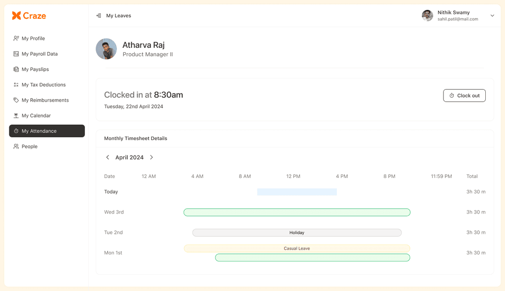 craze attendance and time tracking