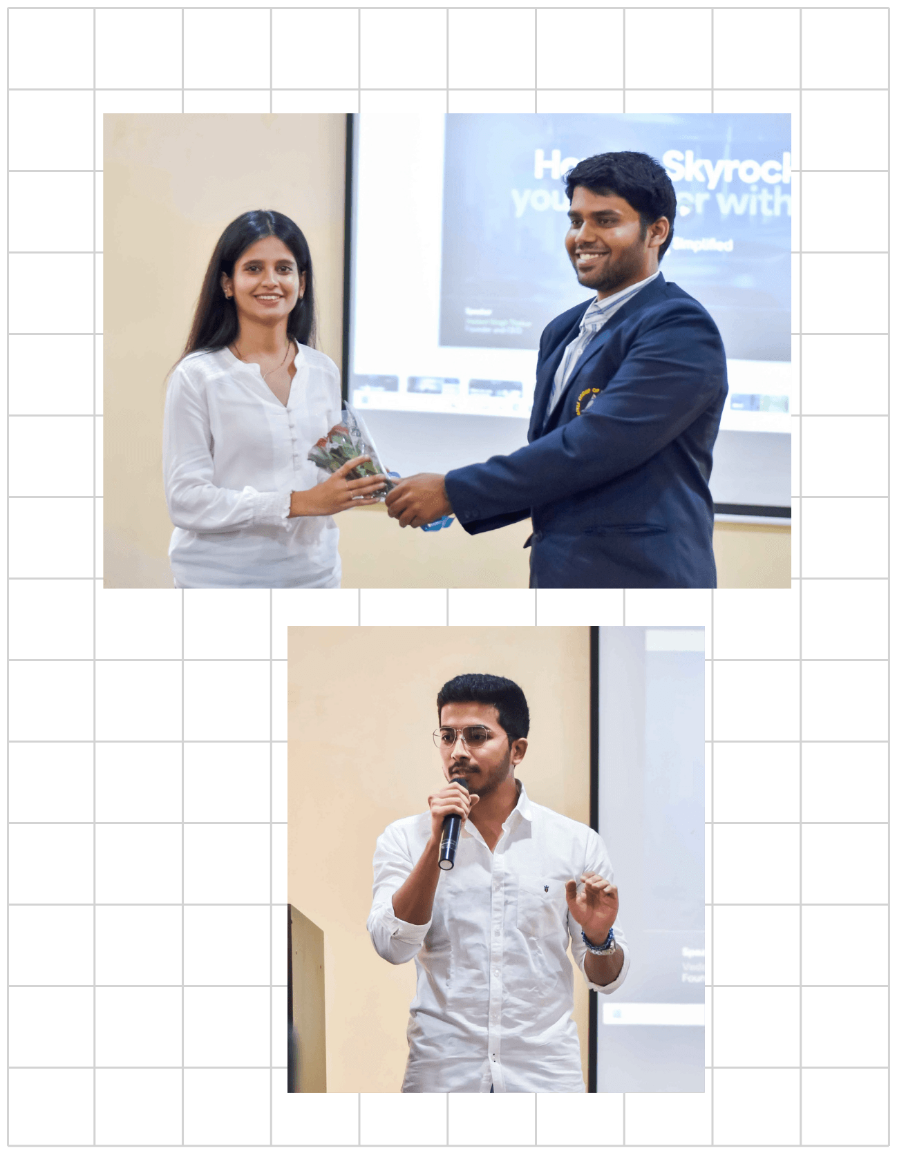 eetisha and vedant as a guest speaker at raipur institure of technology