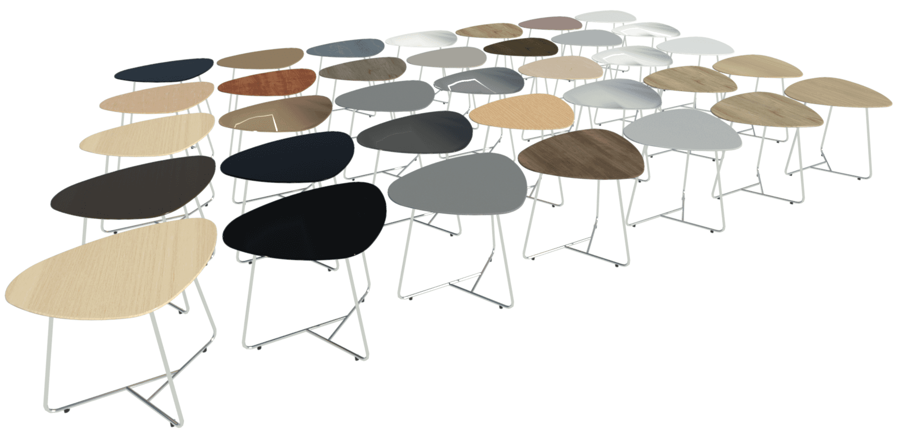 Render showing possible table top material finishes.