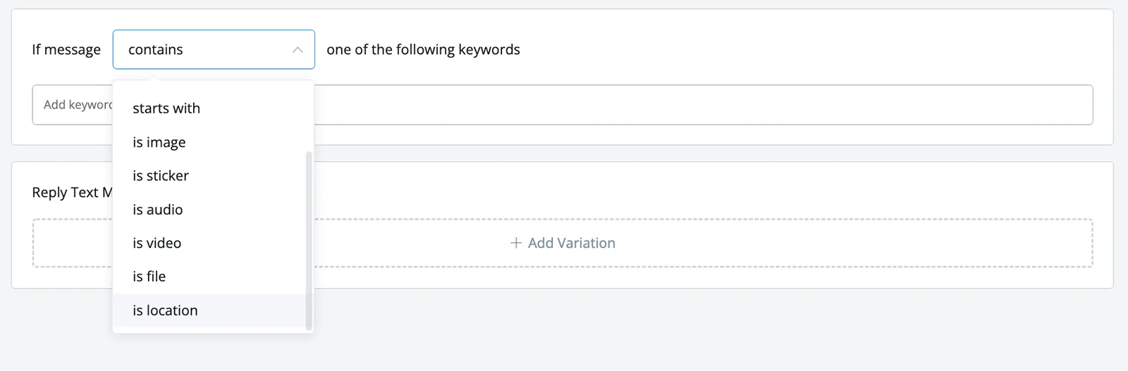 UChat Keywords Variations