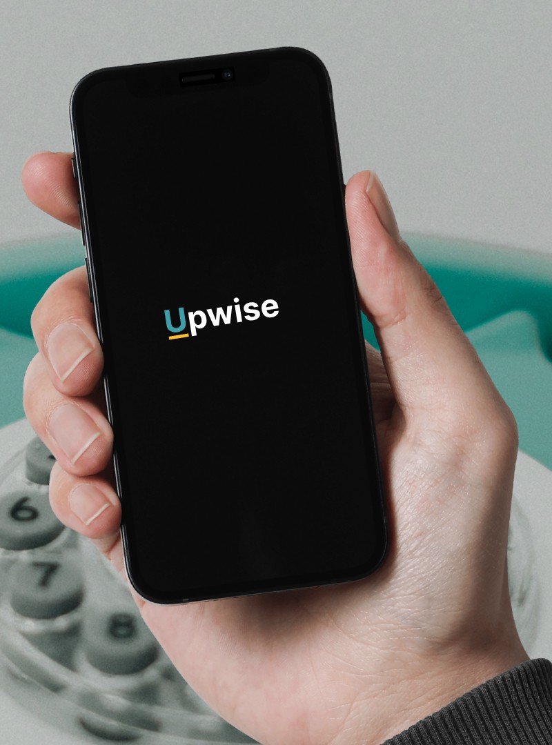 Learning platform mockup mobile app on hand