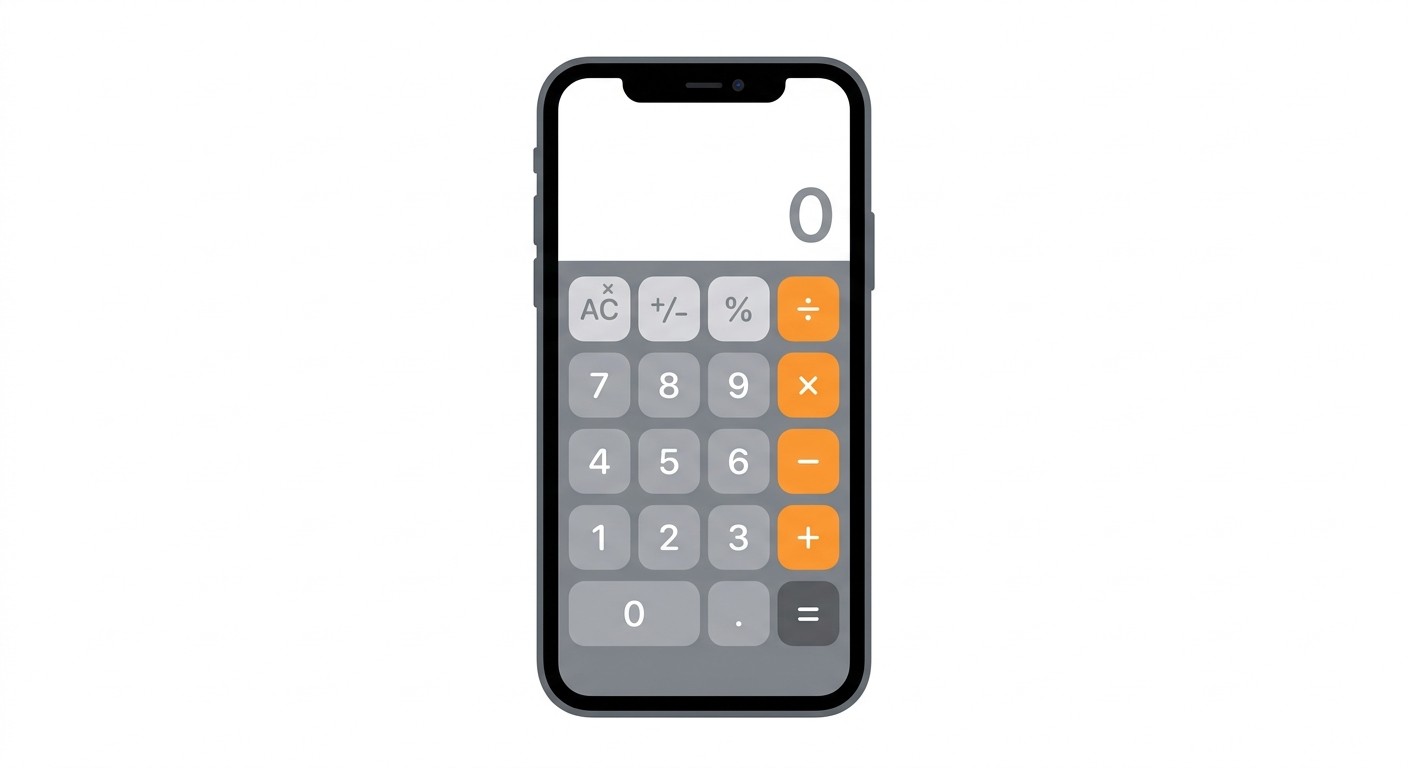 Simple calculator app displayed on a smartphone screen with clean minimal interface