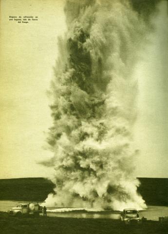 Disparo de refracción en una laguna, Isla de Tierra del Fuego.