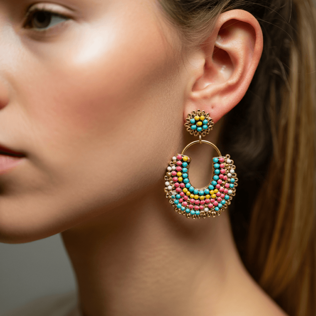 luxurious lustre earings in women ear