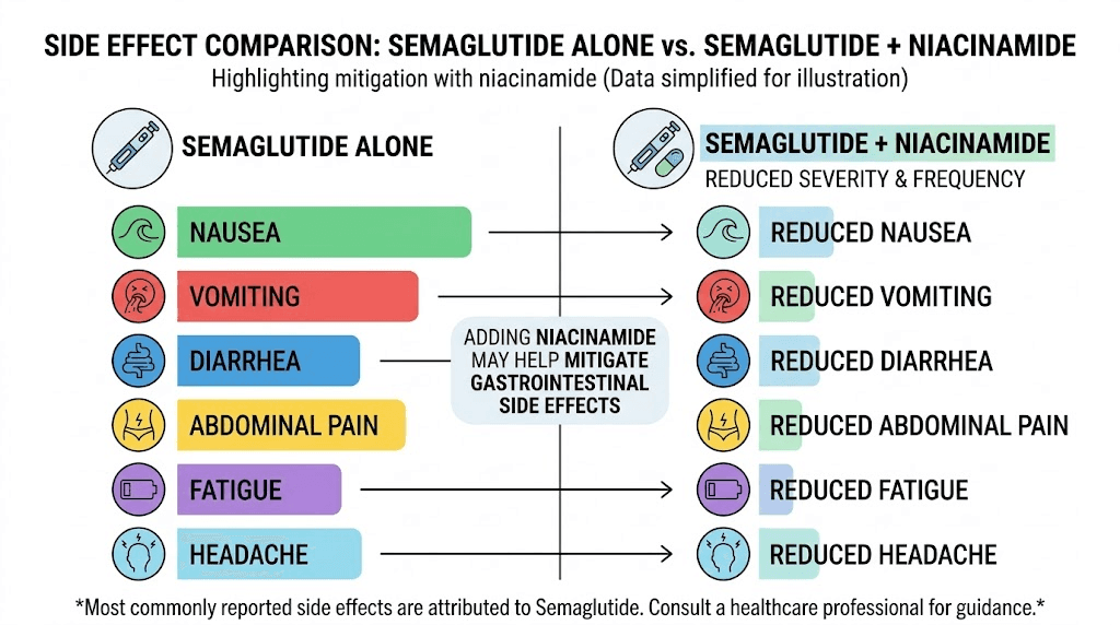 Side effect comparison of semaglutide with and without niacinamide additive