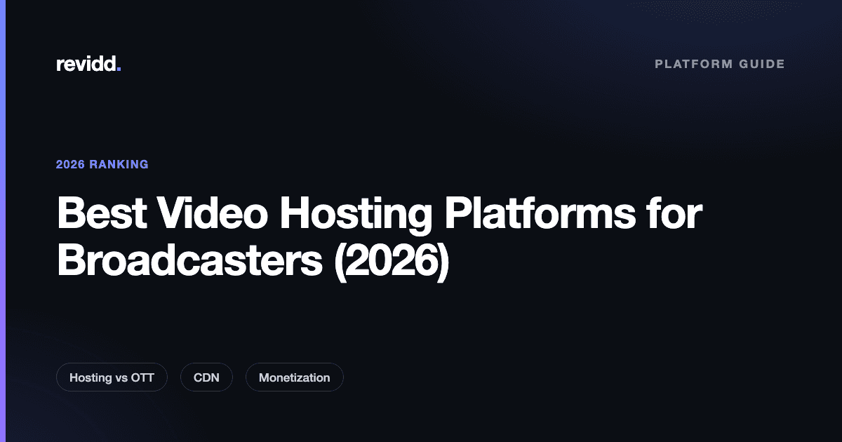 Comparison card listing the best video hosting platforms for broadcasters in 2026