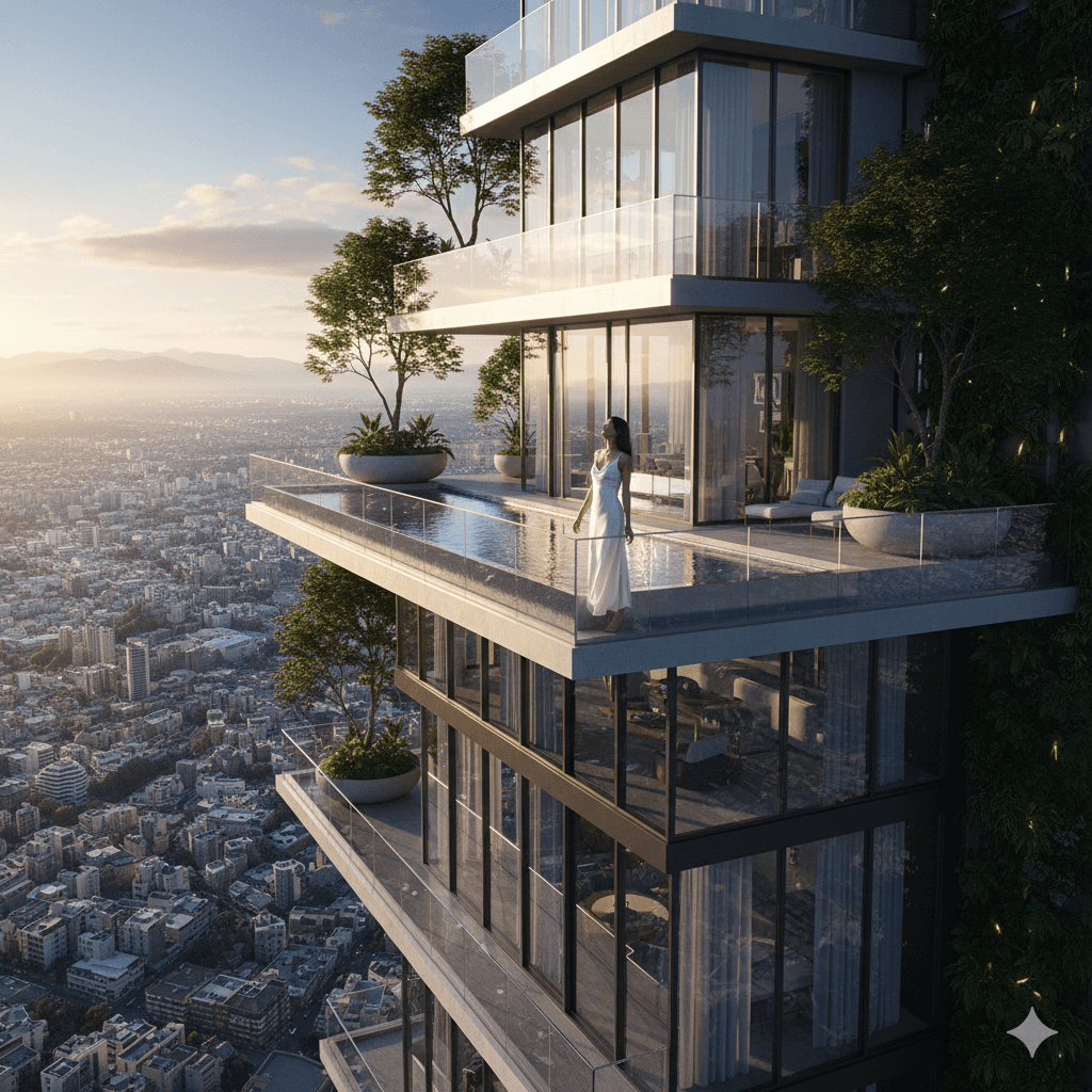 Aerial view of luxury high-rise residential towers in Sector 96 Noida