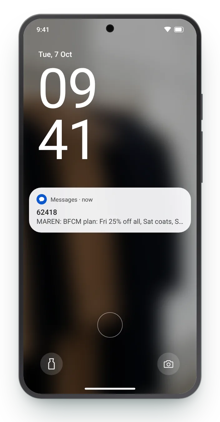 The same plan as a notification on an Android lock screen
