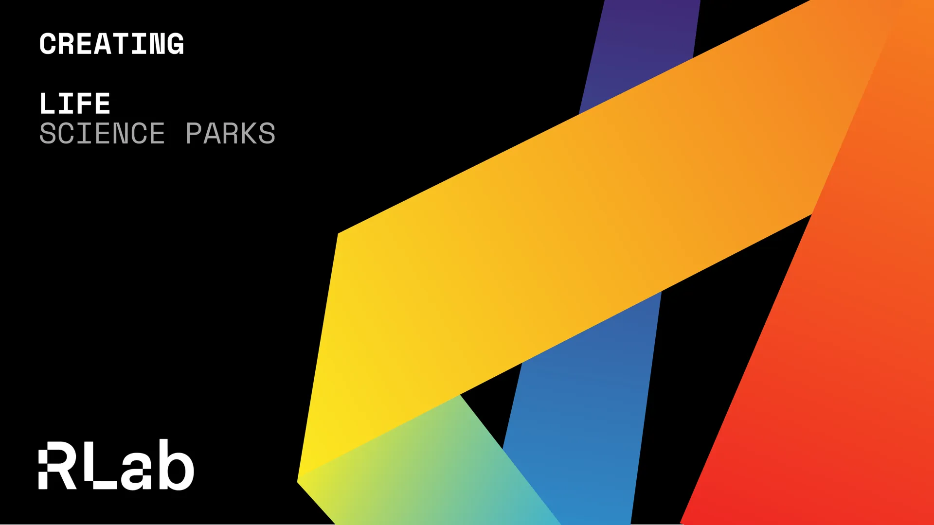 Creating Life Science Parks poster with a folded ribbon