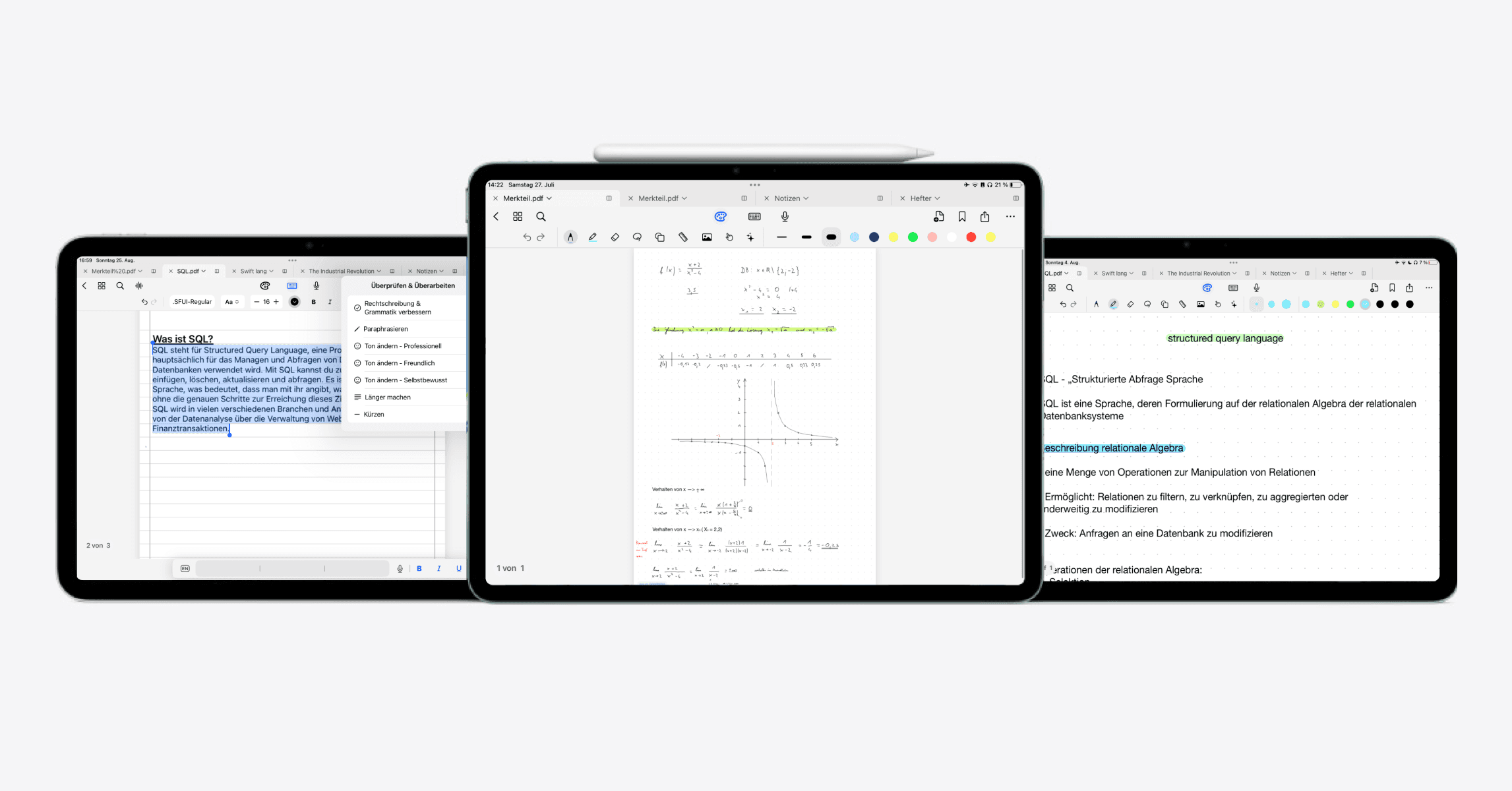 Three iPads running the Oneboard App