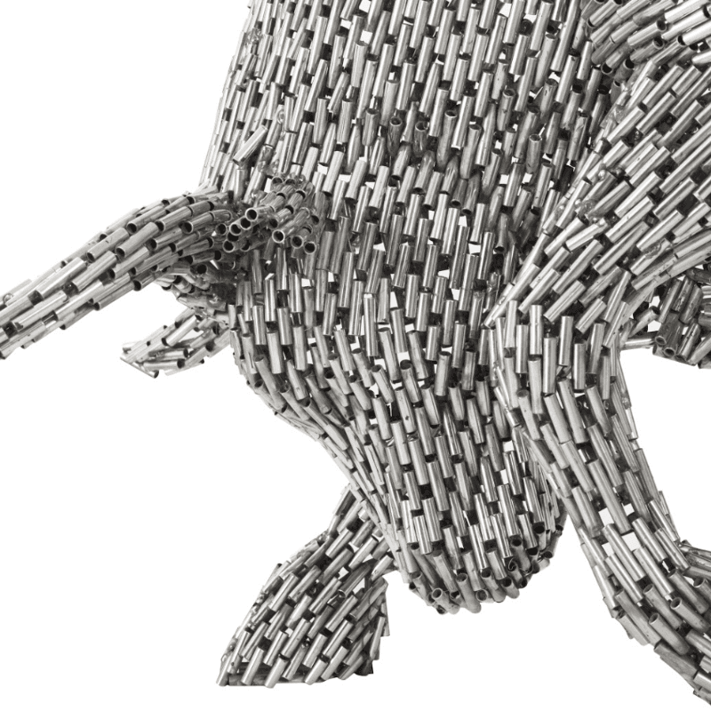 Statue Taureau tube cylindrique en inox