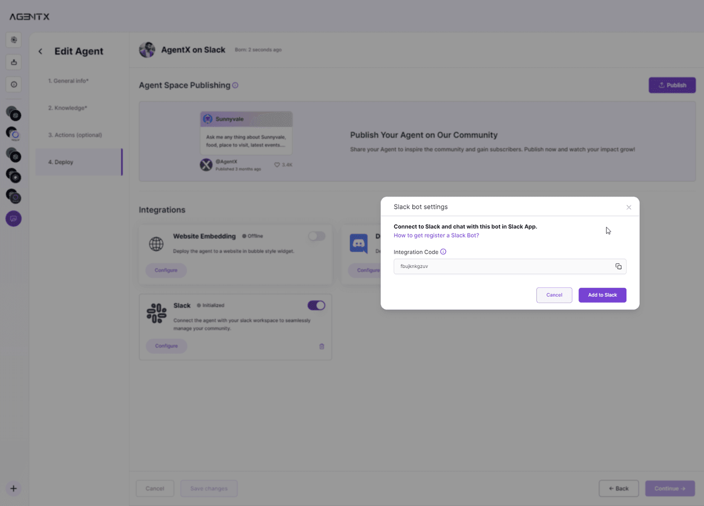 integrating AI agent chatbot with slack