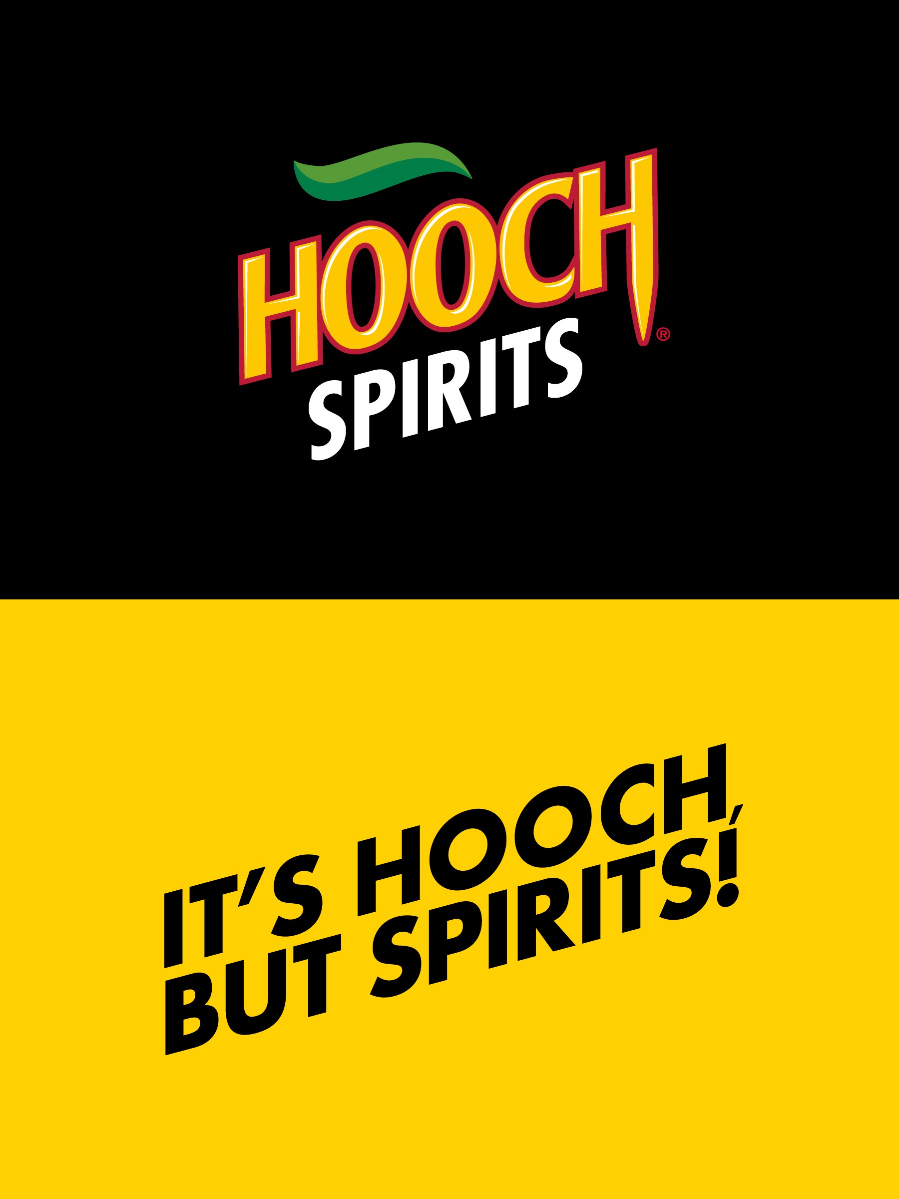 Hooch Spirits social media graphic tiles using bold colours, typography and product imagery.