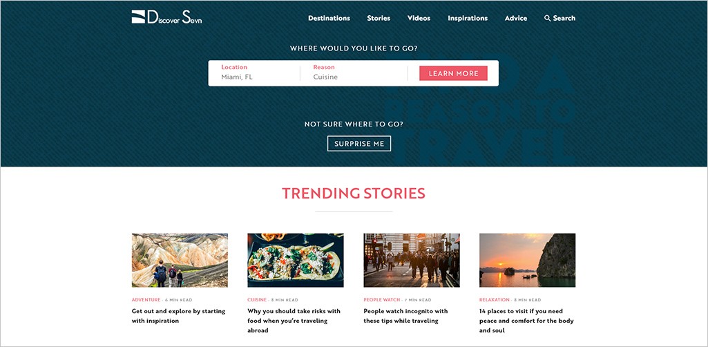 Discover Sevn Homepage