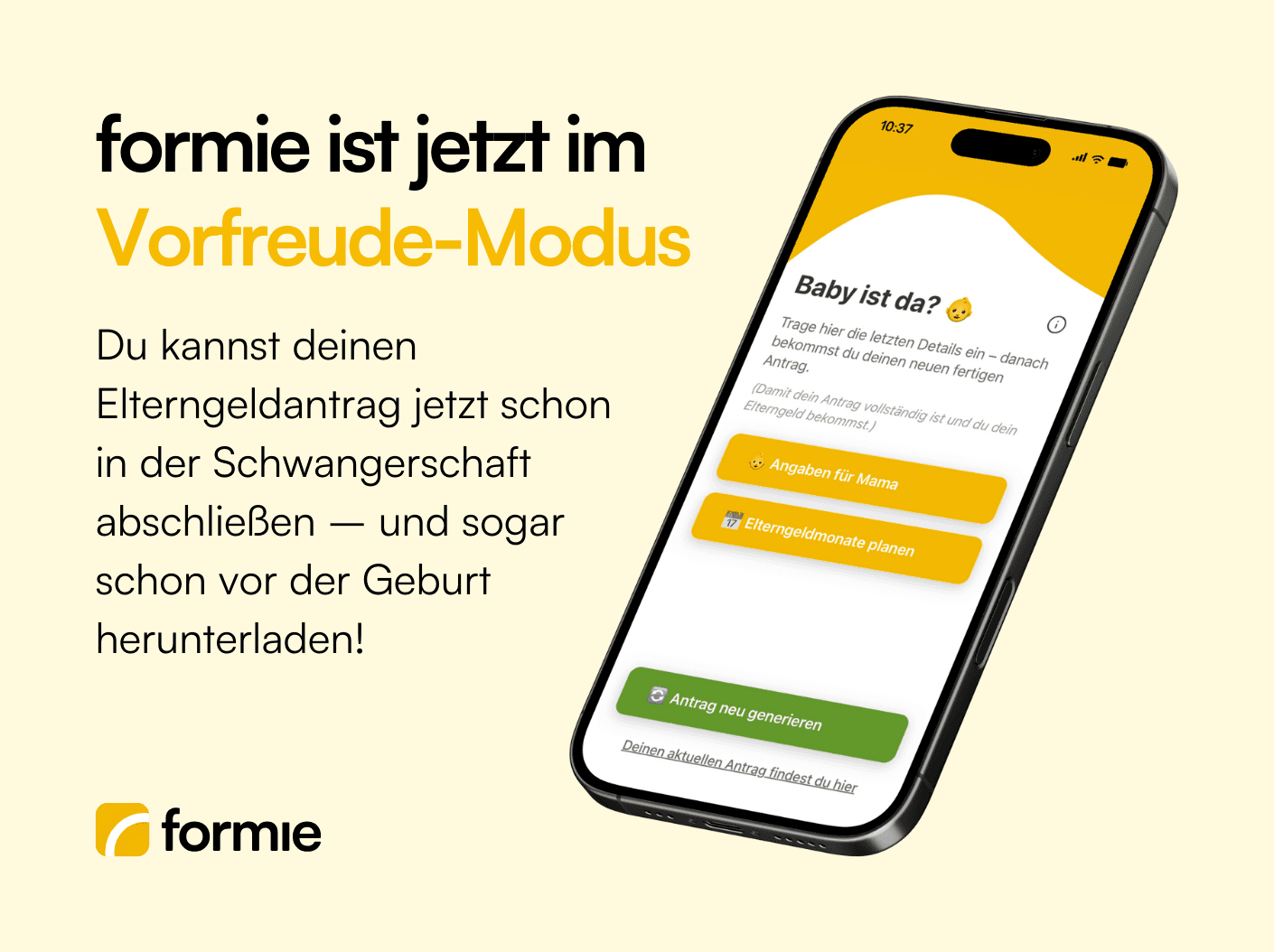 formie ist im Vorfreude-Modus - Elterngeldantrag jetzt noch früher abschließen