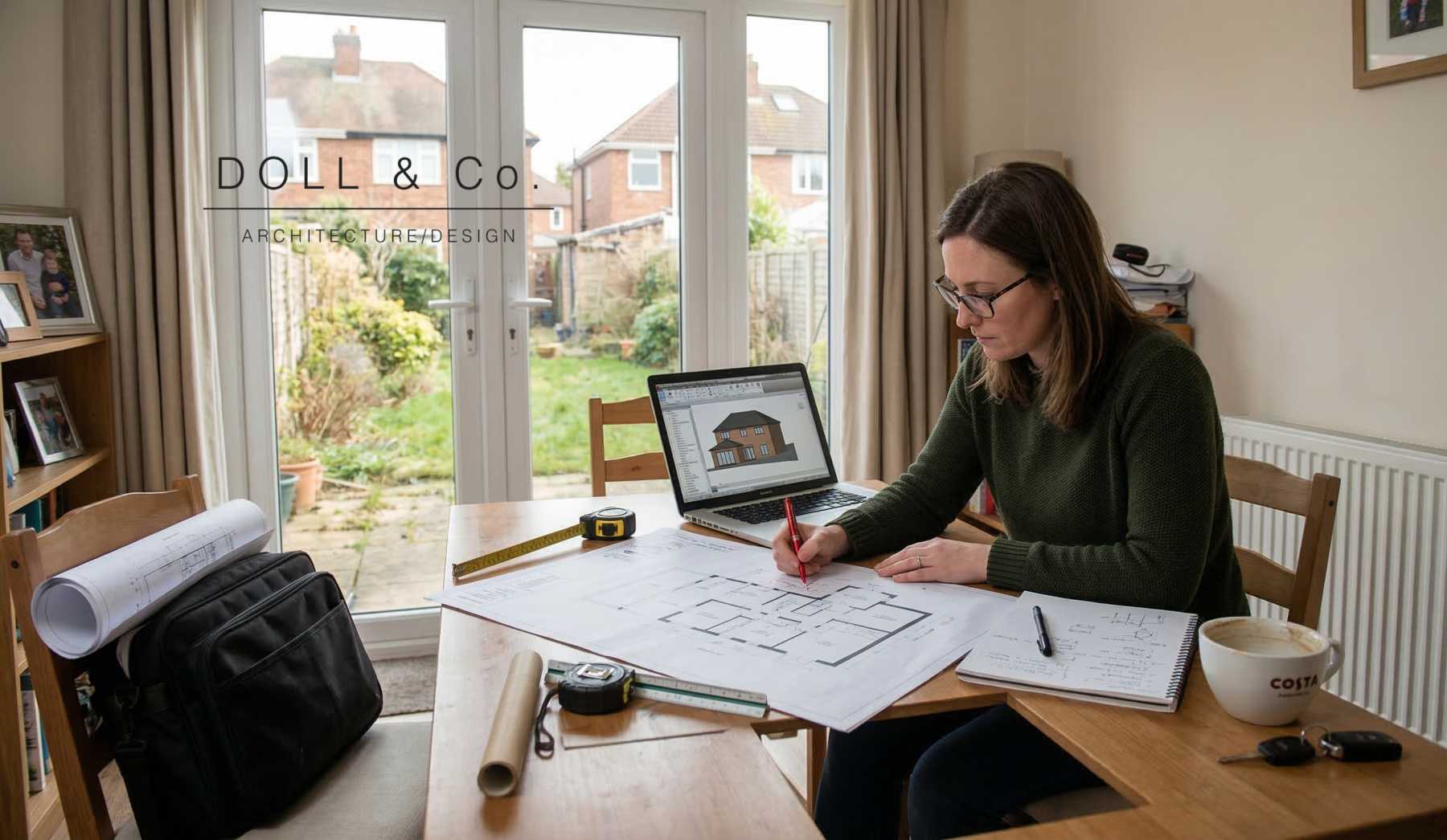 Architect working on home extension design