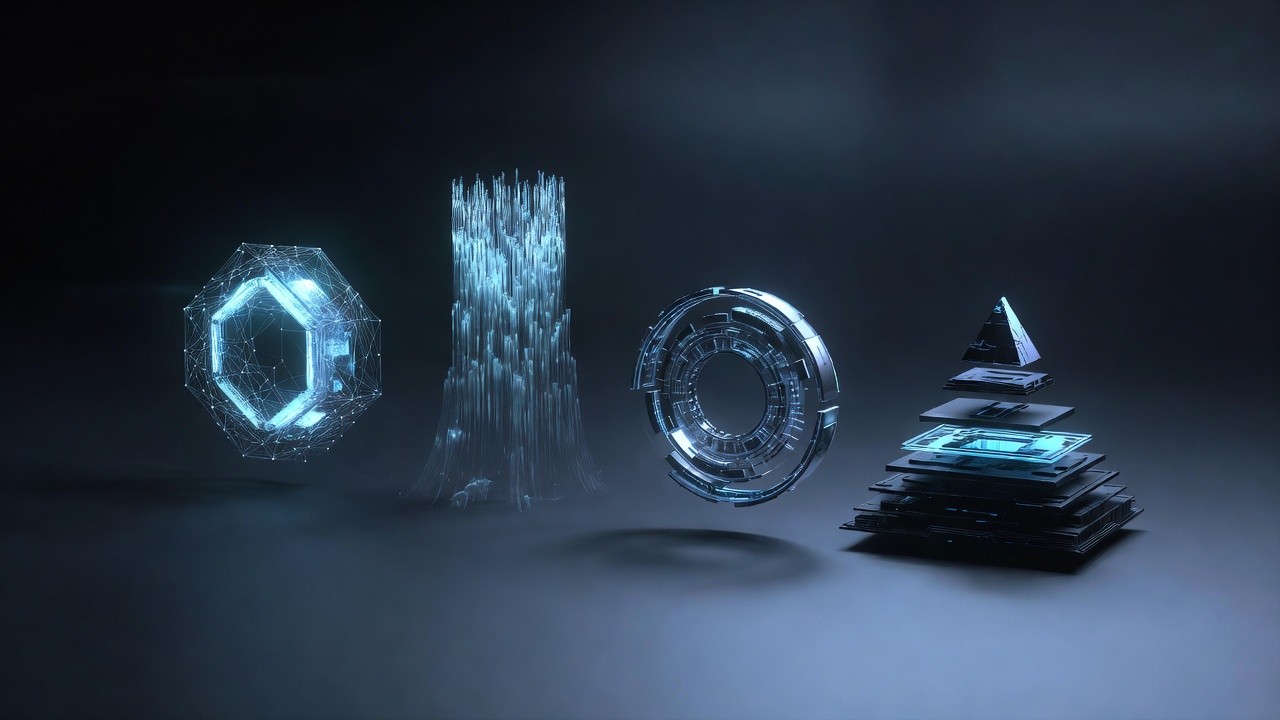 Bold number 4 with abstract digital layers representing four principles of AI implementation in delivery operations