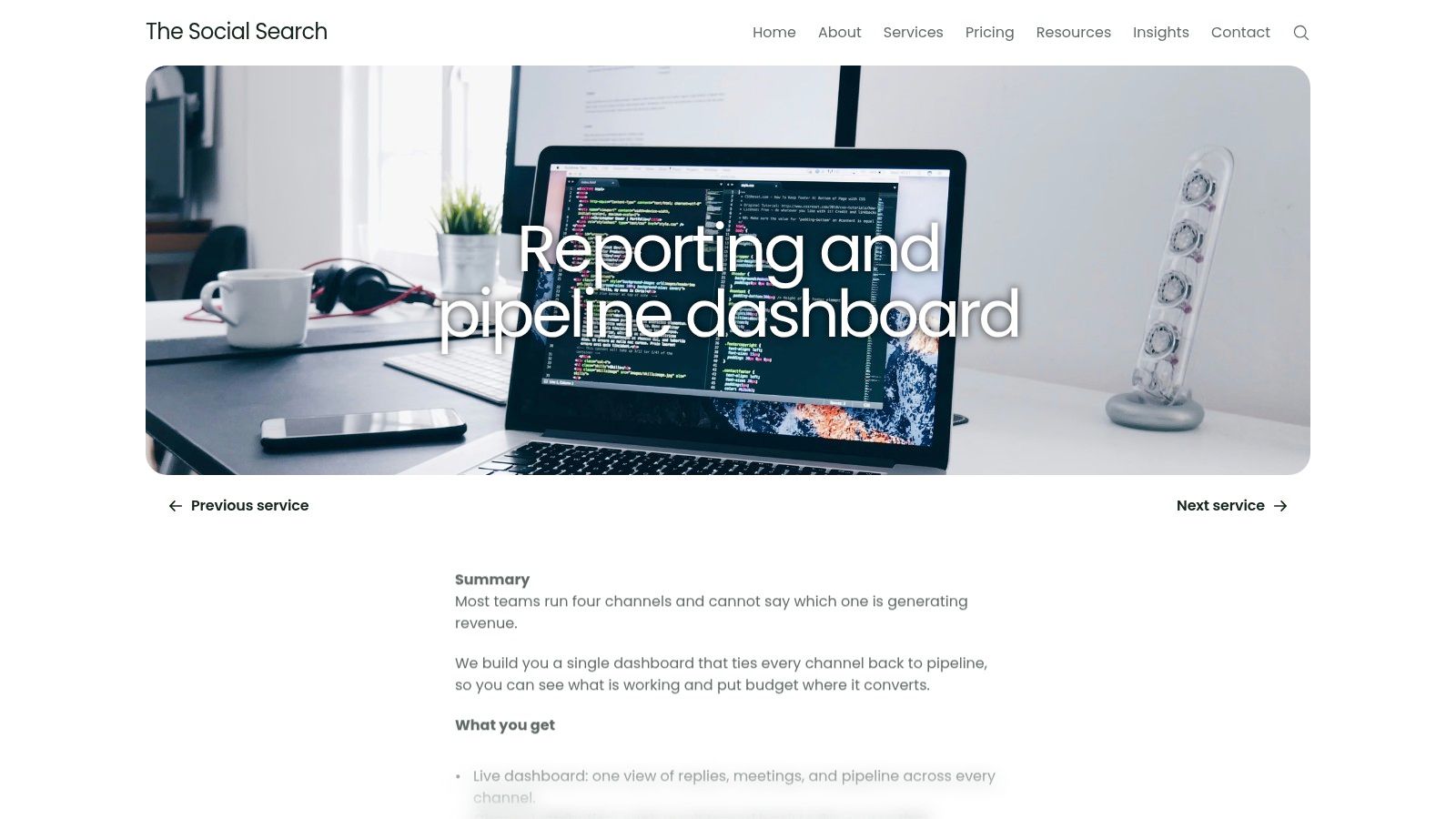Reporting and pipeline dashboard