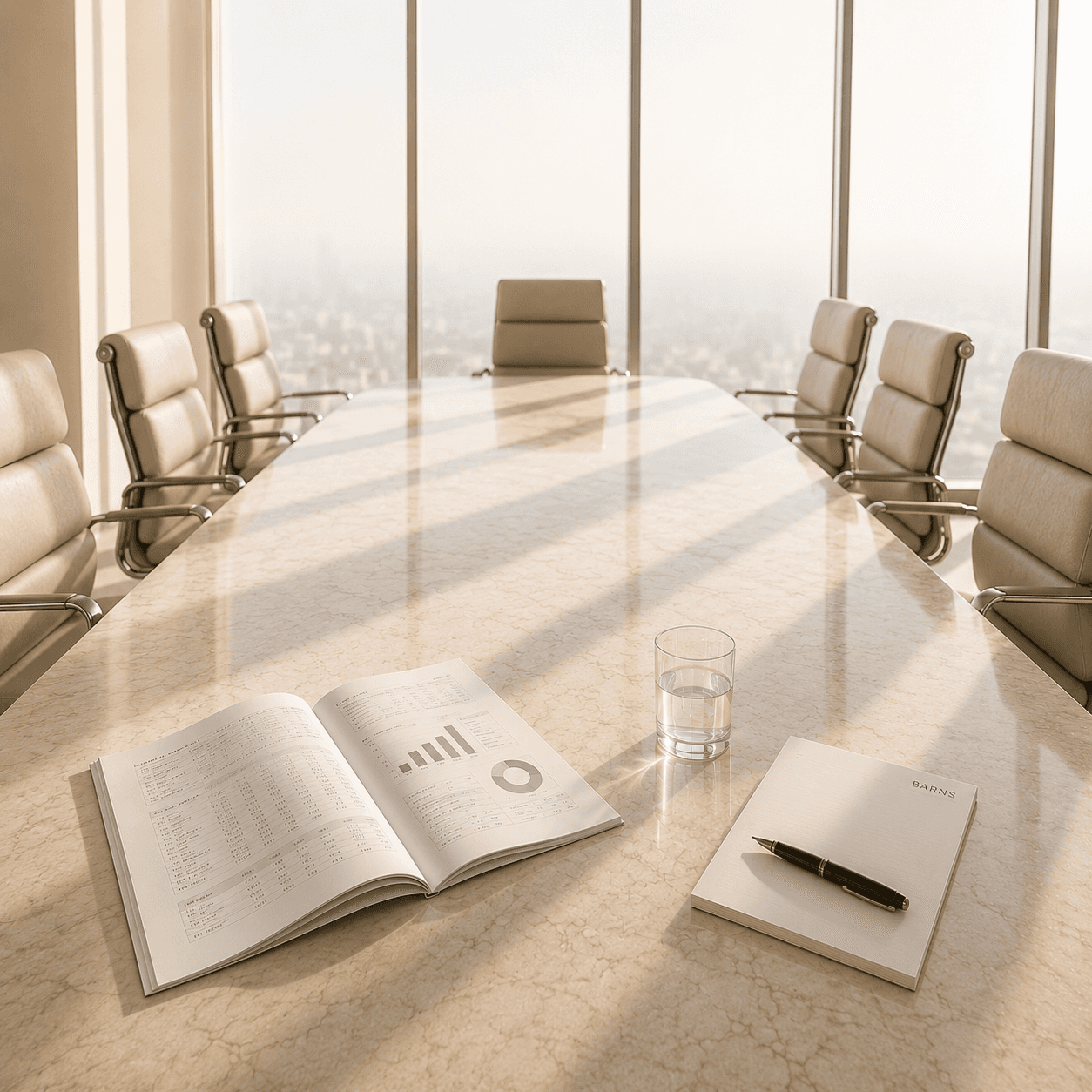 Modern meeting room representing reporting transformation and the implementation of new financial and sustainability reporting requirements.