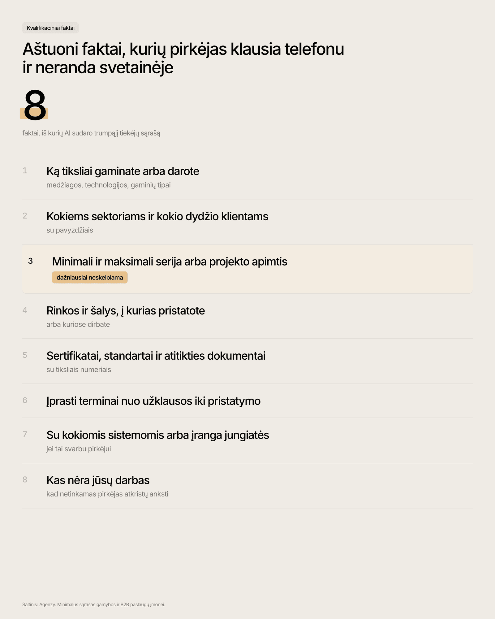 Aštuoni faktai, kuriuos gamybos įmonė turi paskelbti tekstu, kad AI ją rekomenduotų.