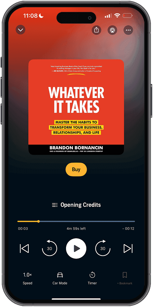 Phone mockup showing the audiobook