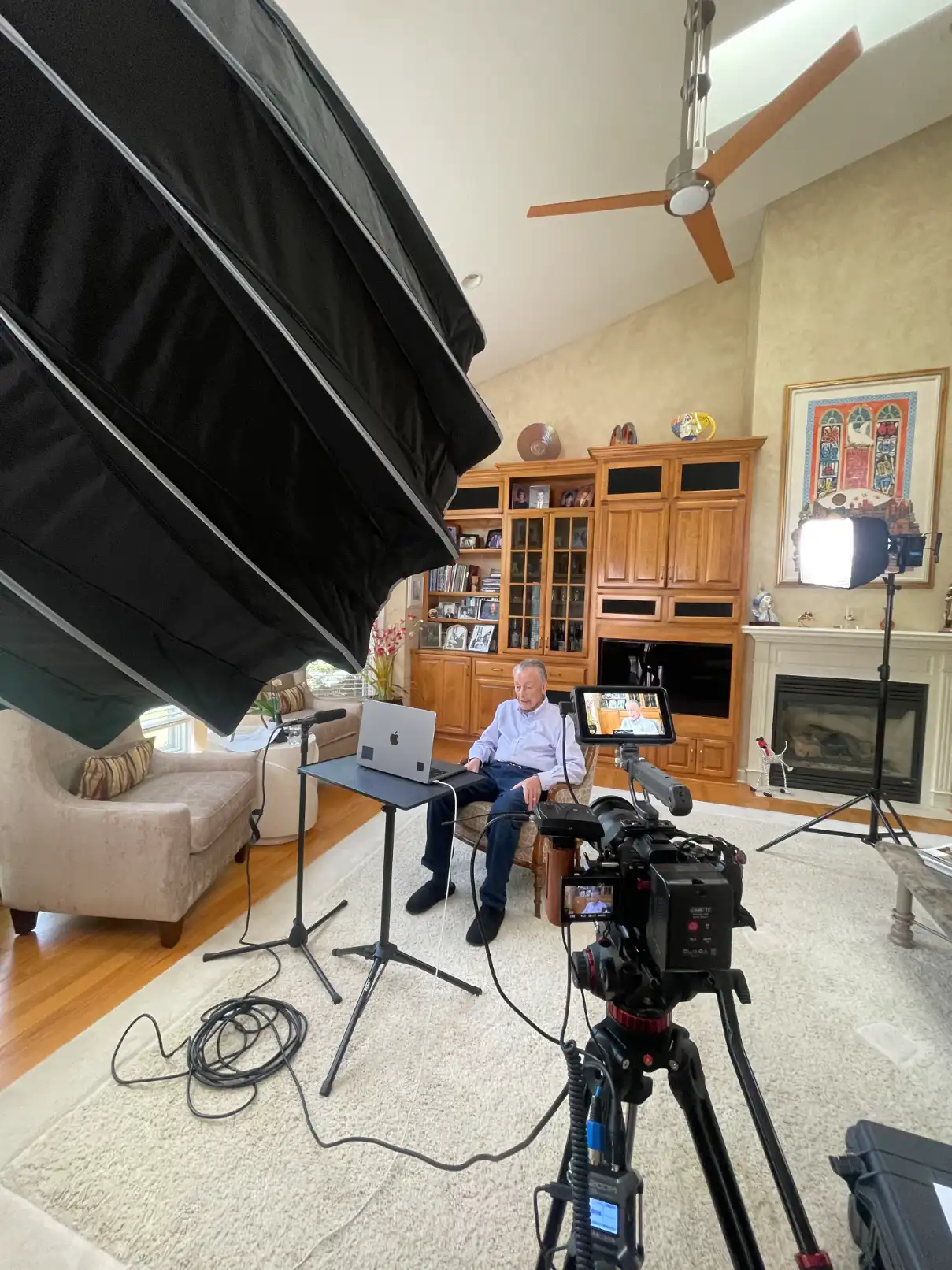 Documentary videographer filming Holocaust survivor story in Milwaukee