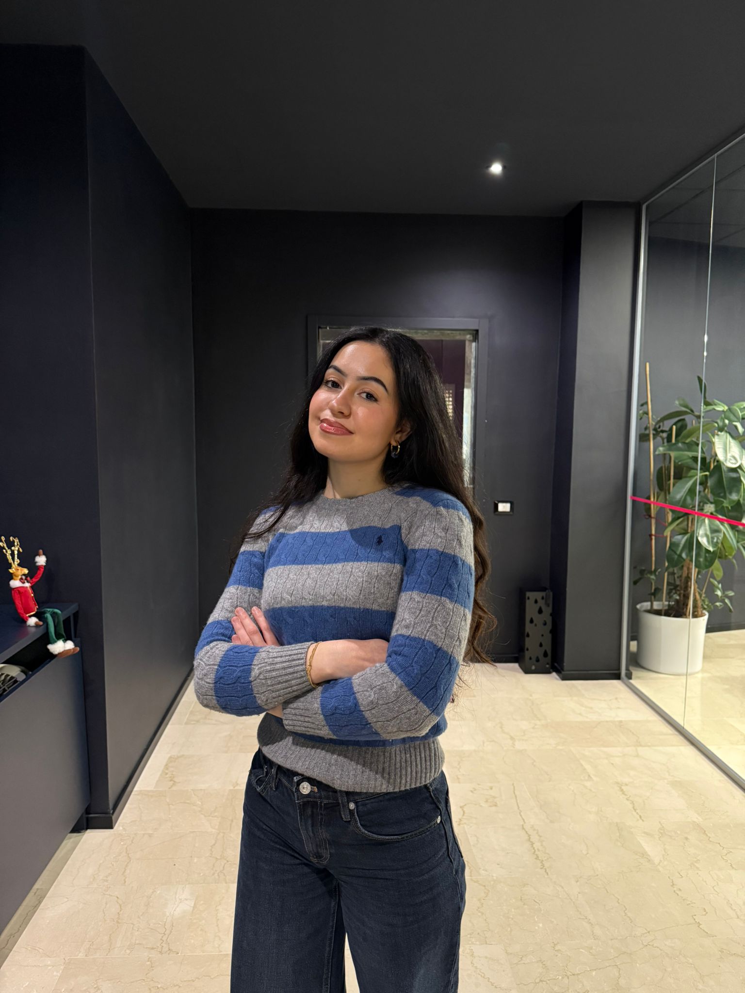 smiling woman in black tank top