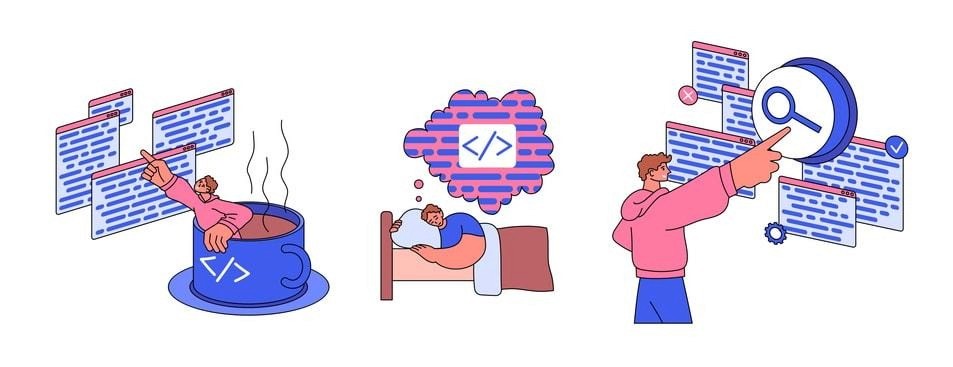 An illustration showing the journey of becoming a Python developer, highlighting key milestones.