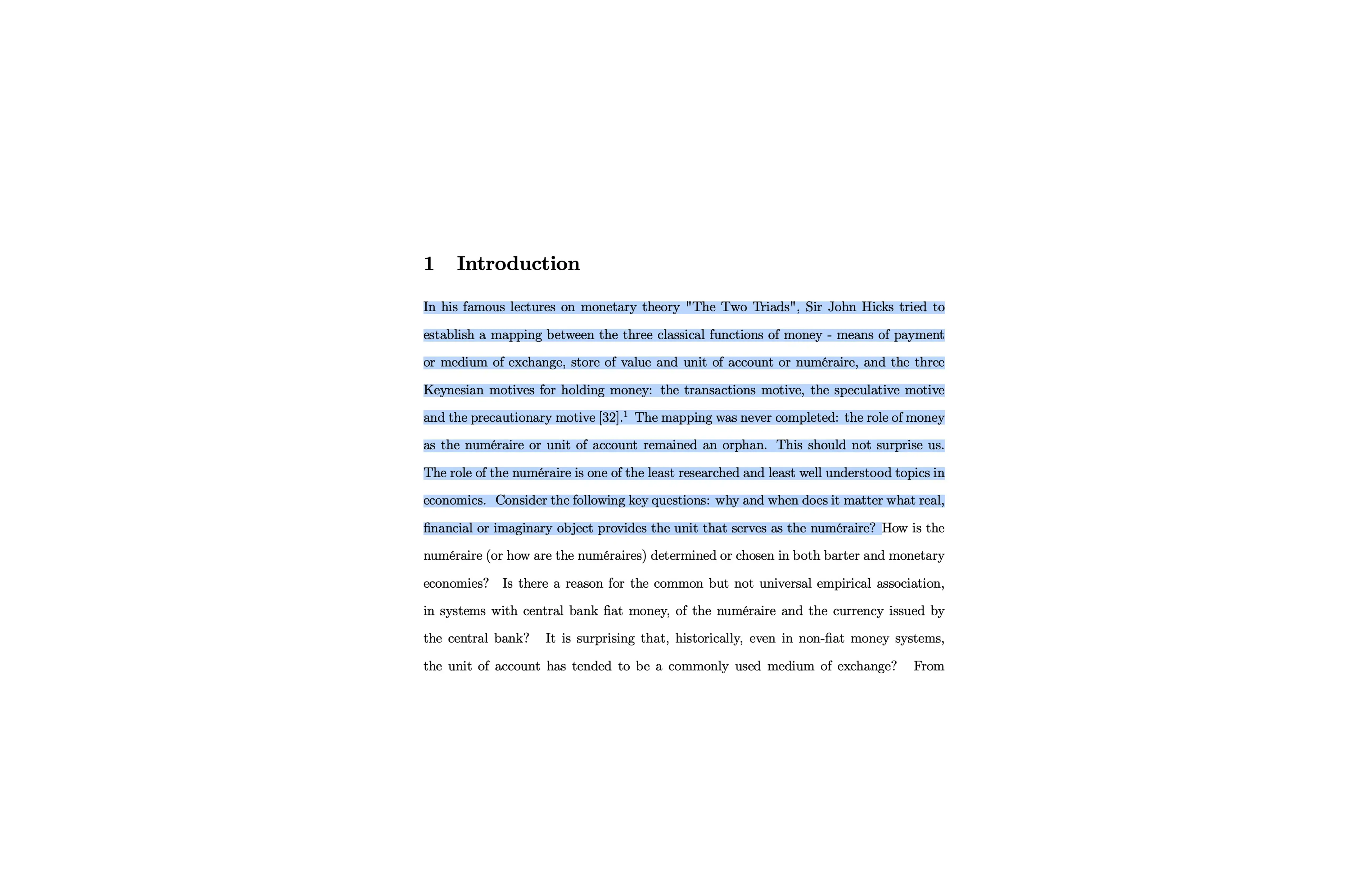 Extract from Willem Buiter's 2007 LSE working paper, Is Numérairology the Future of Monetary Economics, CEP Discussion Paper No. 776, showing the introduction section with key passages highlighted.