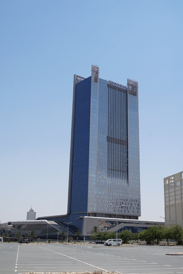 Wide view of Control Tower from the parking area. Leading real estate services for Dubai commercial properties.