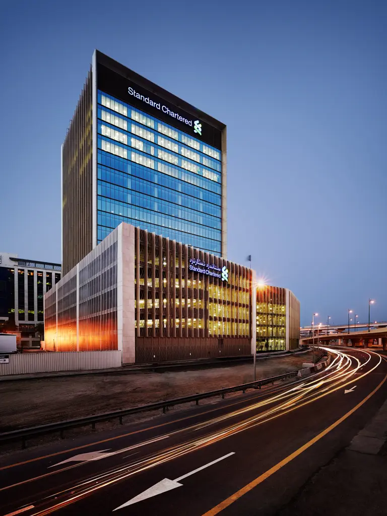Development view of Standard Chartered Bank a complex plot in United Arab Emirates, supported by financial modelling