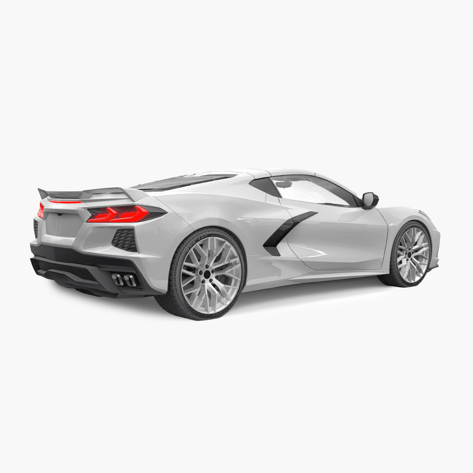 side view of white car