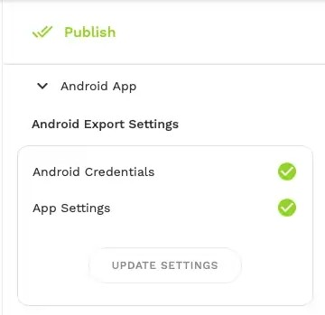 Paramètres  "Publish" Adalo