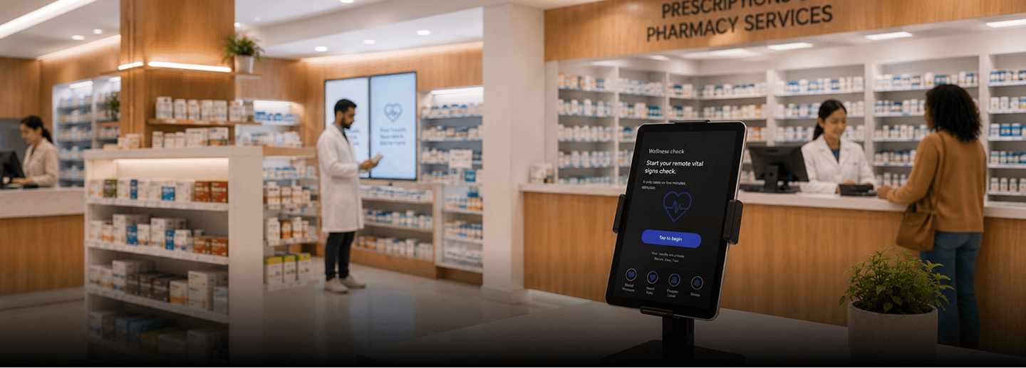 pharmcy internal with Vitals AI kiosk