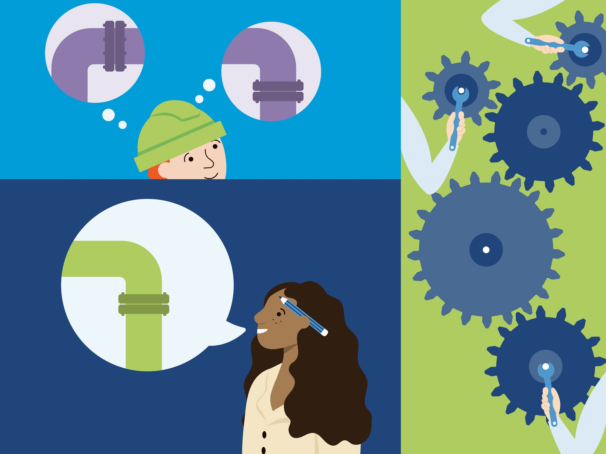 illustrated scene showing elements of a project