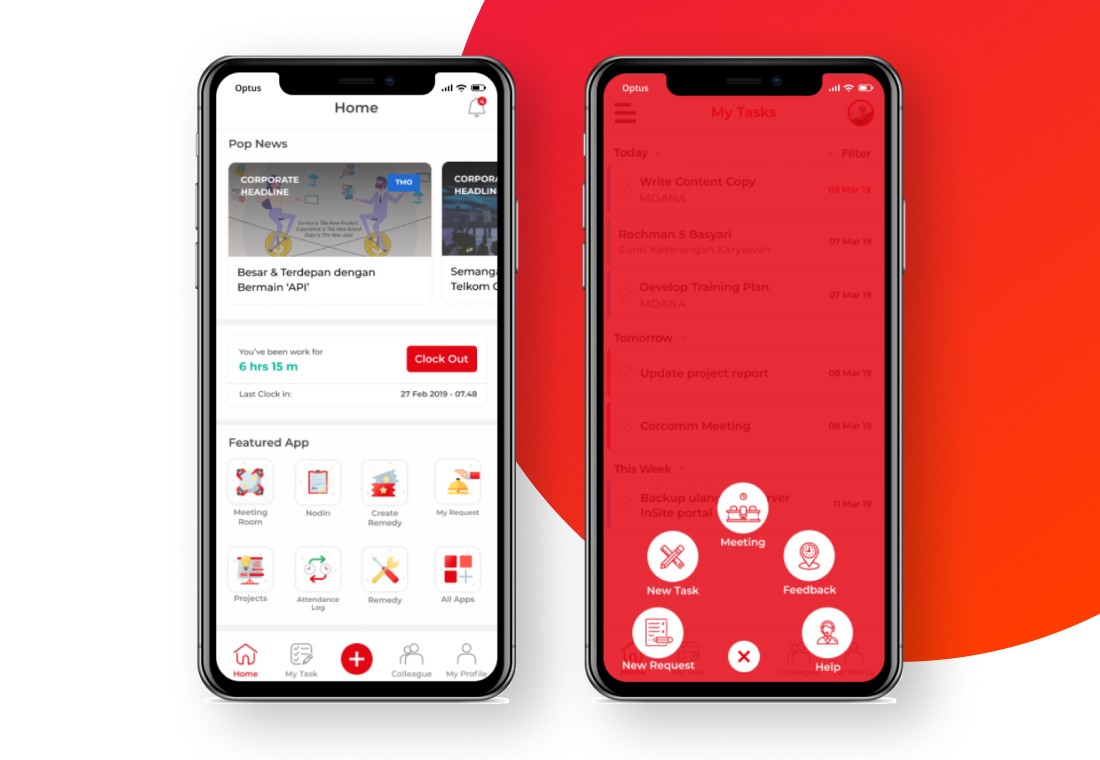 App Screen with open sidebar