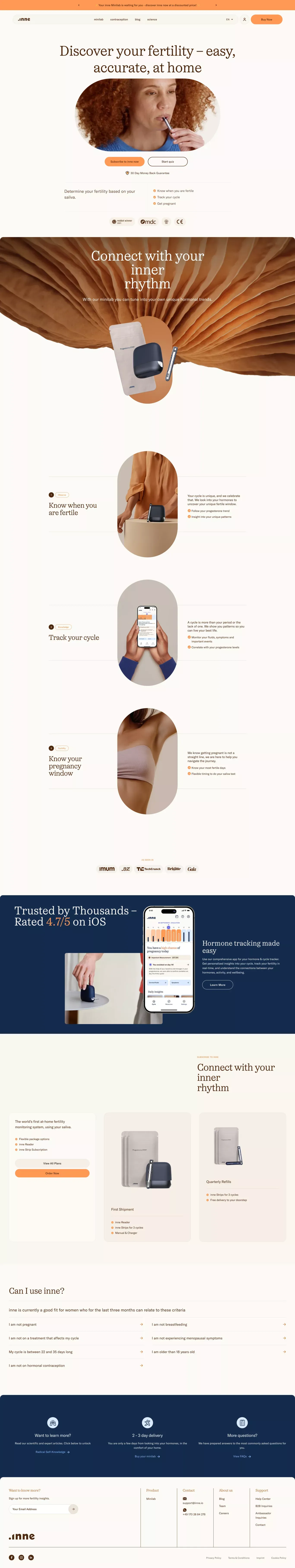 Inne ecommerce page screenshot showcasing Ecommerce and Medical design
