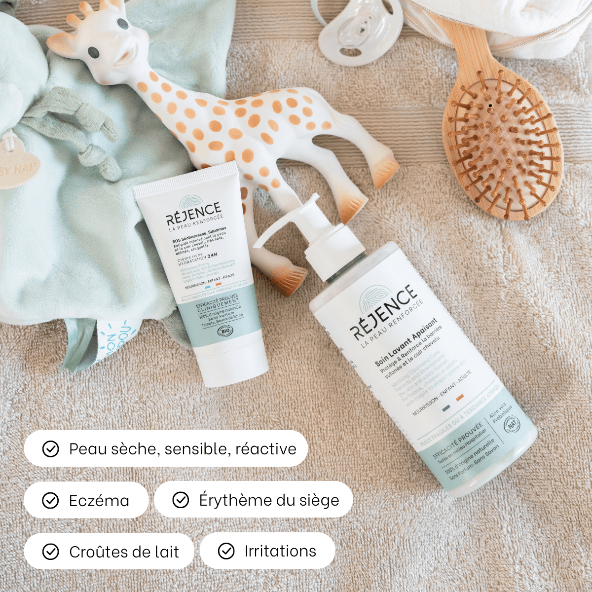 Produits pour la peaux des bébé avec la peau sensible et sujette à l'eczéma