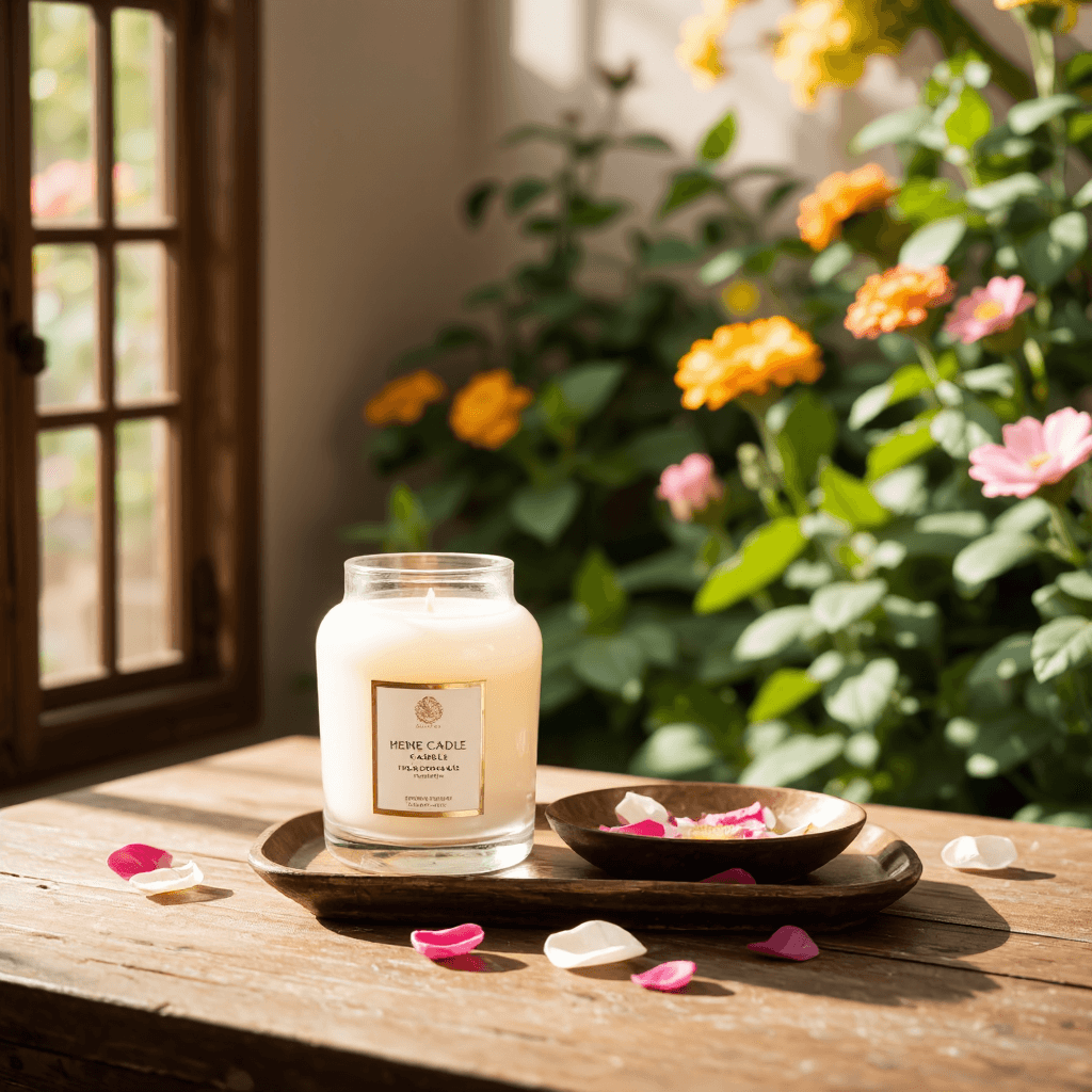 product photography of a jar of scented candle