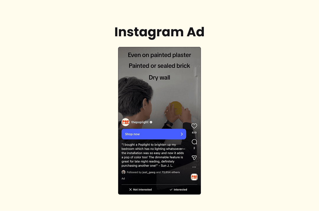 Screenshot of a Instagram ad