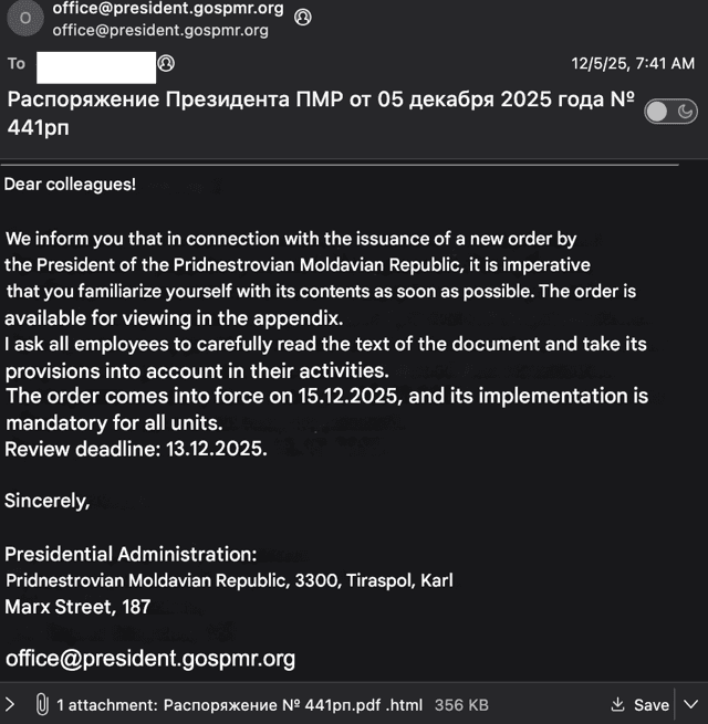 Figure 1: translated phish from google translate