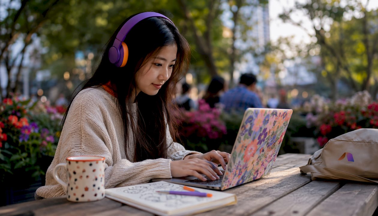 Woman typing attendee communication emails