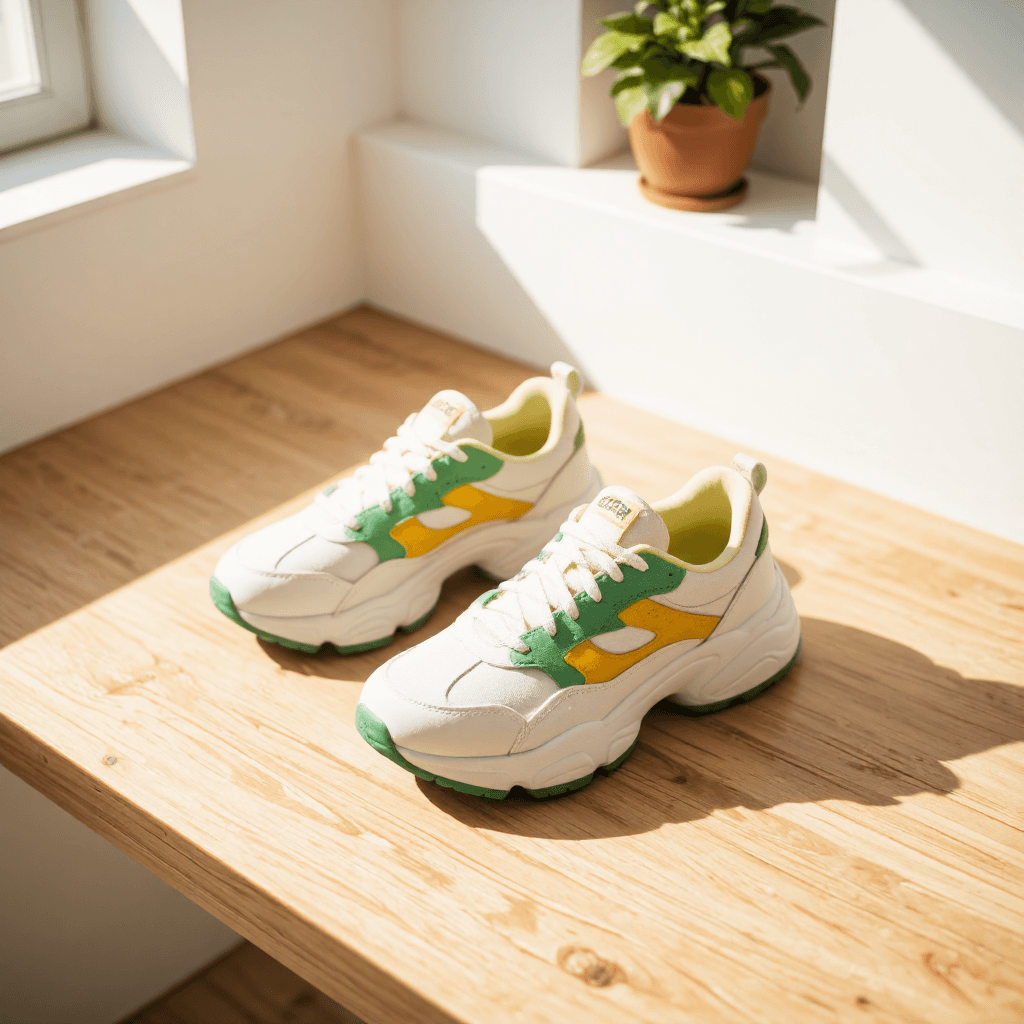 product photography of a pair of athletic shoes designed for performance and style