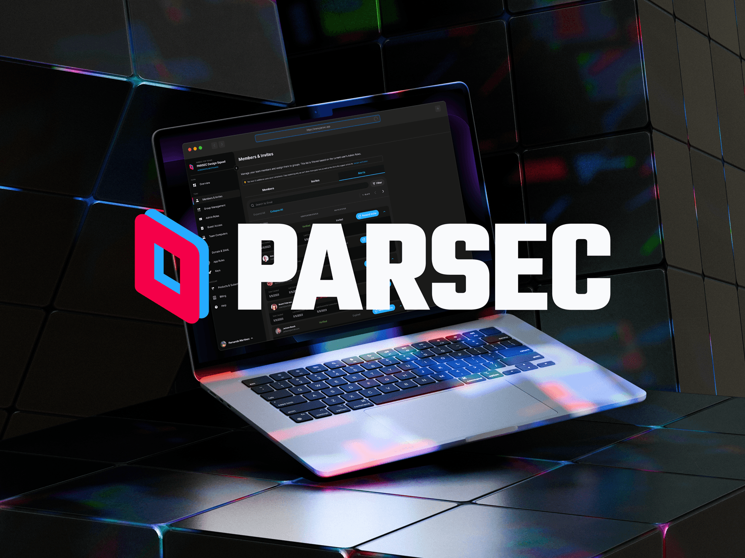 Laptop with Parsec Logo